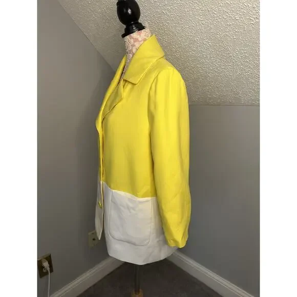 NWT Kate Spade NY Hayley Coat light jacket dress yellow white dive in $498 SZ 14 - Picture 2 of 13